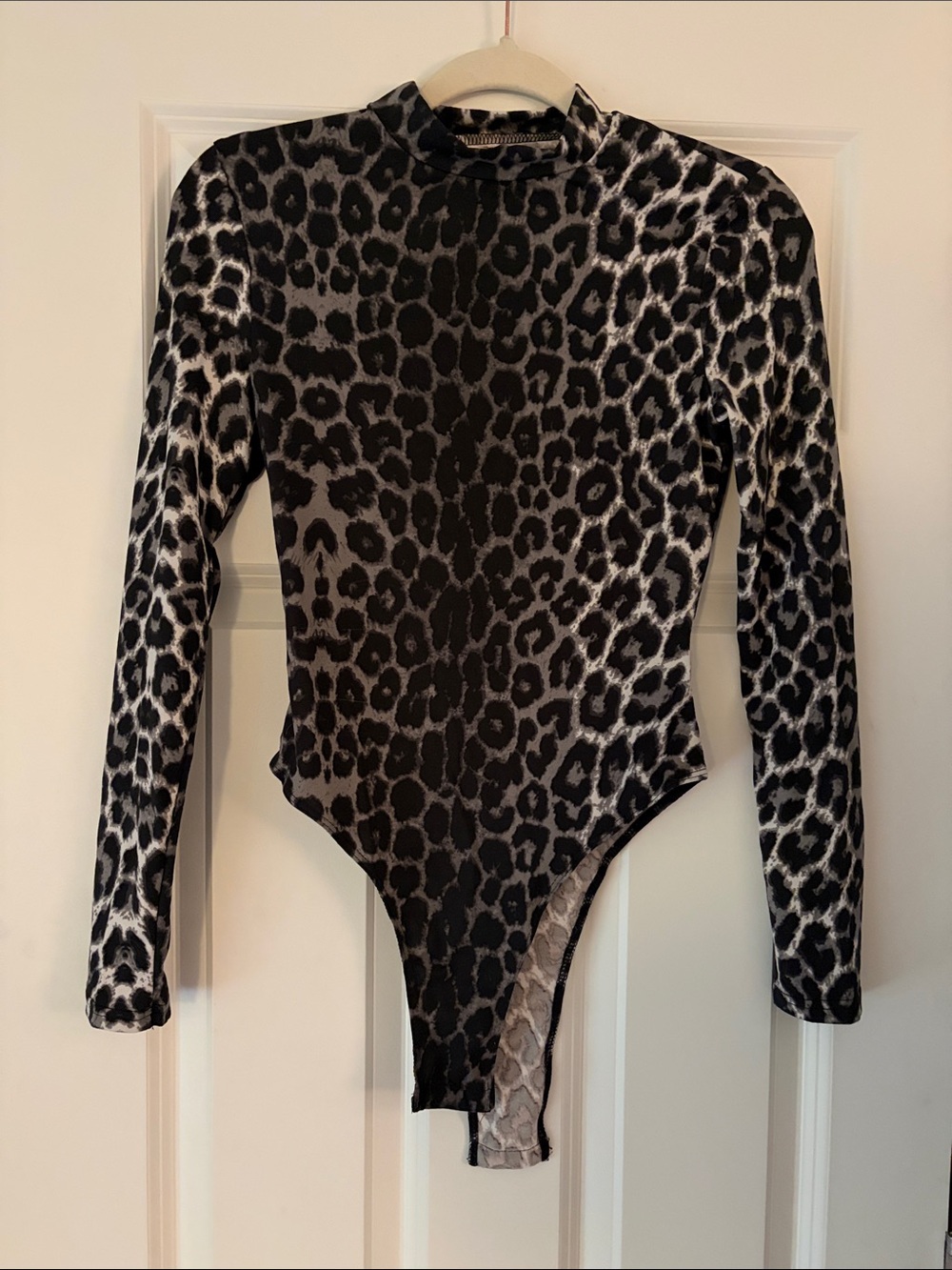 Black & Gray Leopard Print Bodysuit